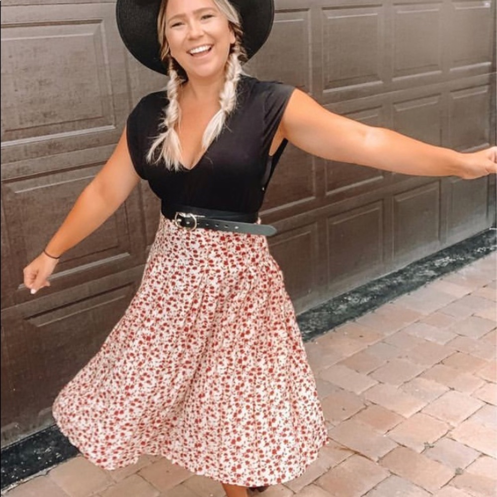 Floral midi skirt